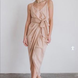 LIGHT SALMON TANK SIDE TIE MIDI DRESS